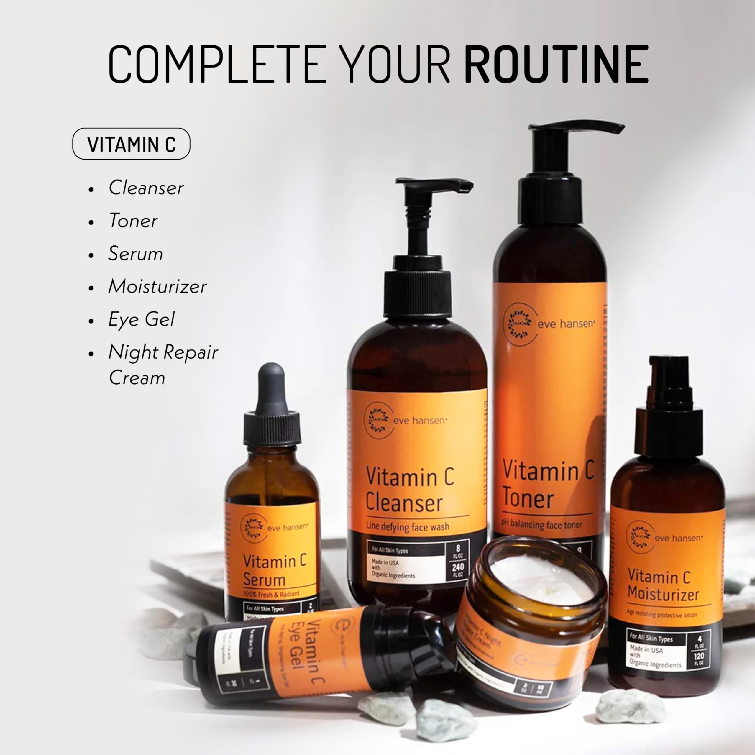 Eve Hansen Vitamin C Toner spritzed for a refreshing skincare moment.