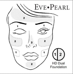 Swatch of EVE PEARL HD Dual Foundation showing even tone and redness concealment