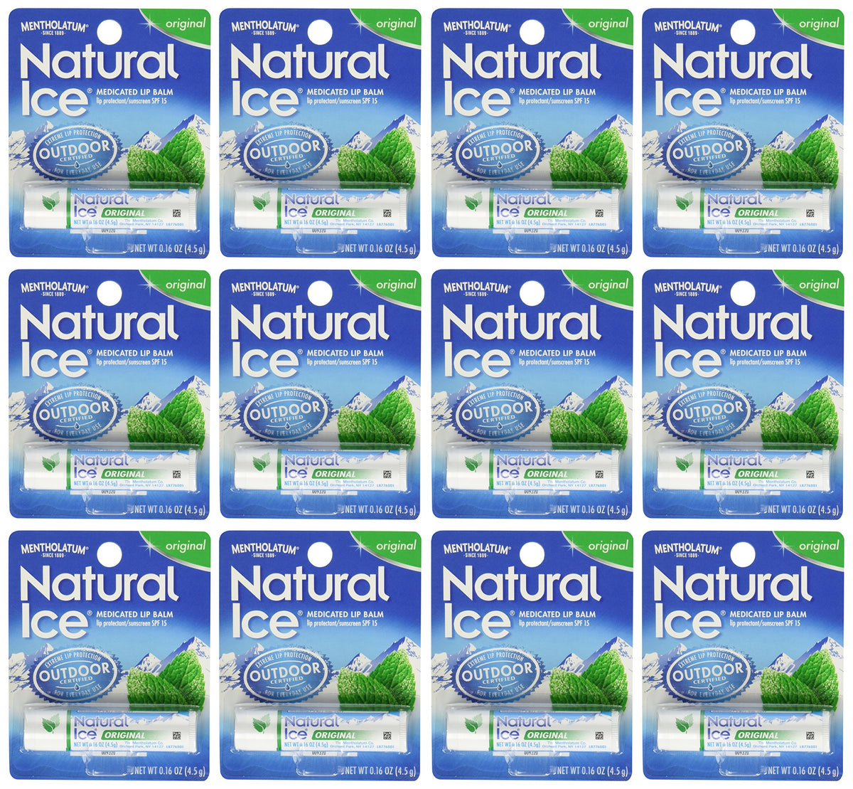 Ever Ready First Aid Mentholatum Natural Ice lip protectant sunscreen cools and nourishes lips.