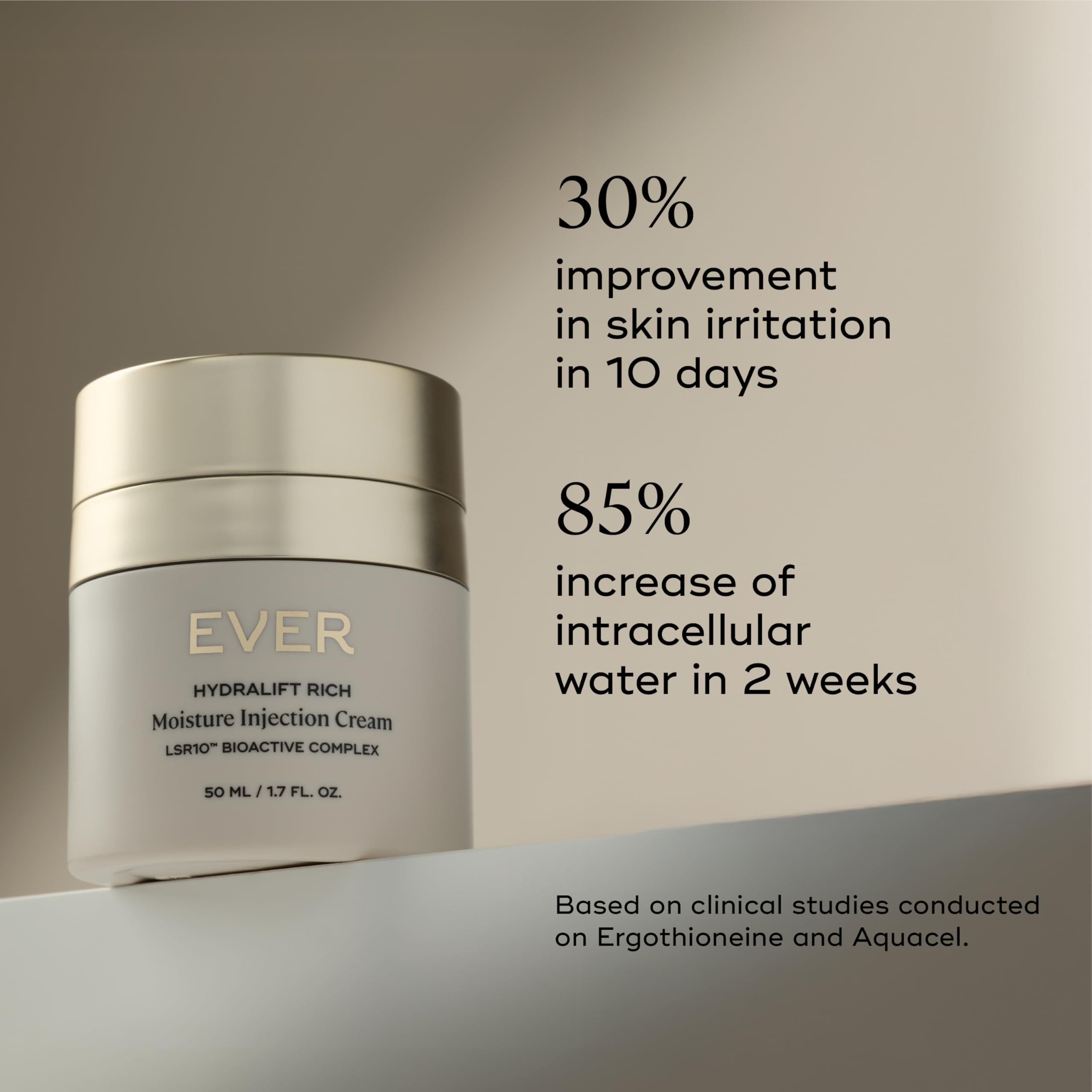 EVER Rich Face Moisturizer ingredients closeup with urea and squalane
