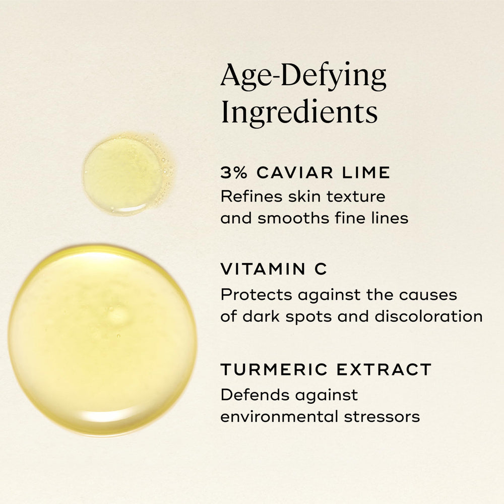 EVER Vitamin C serum application on palm demonstrates quick absorption.