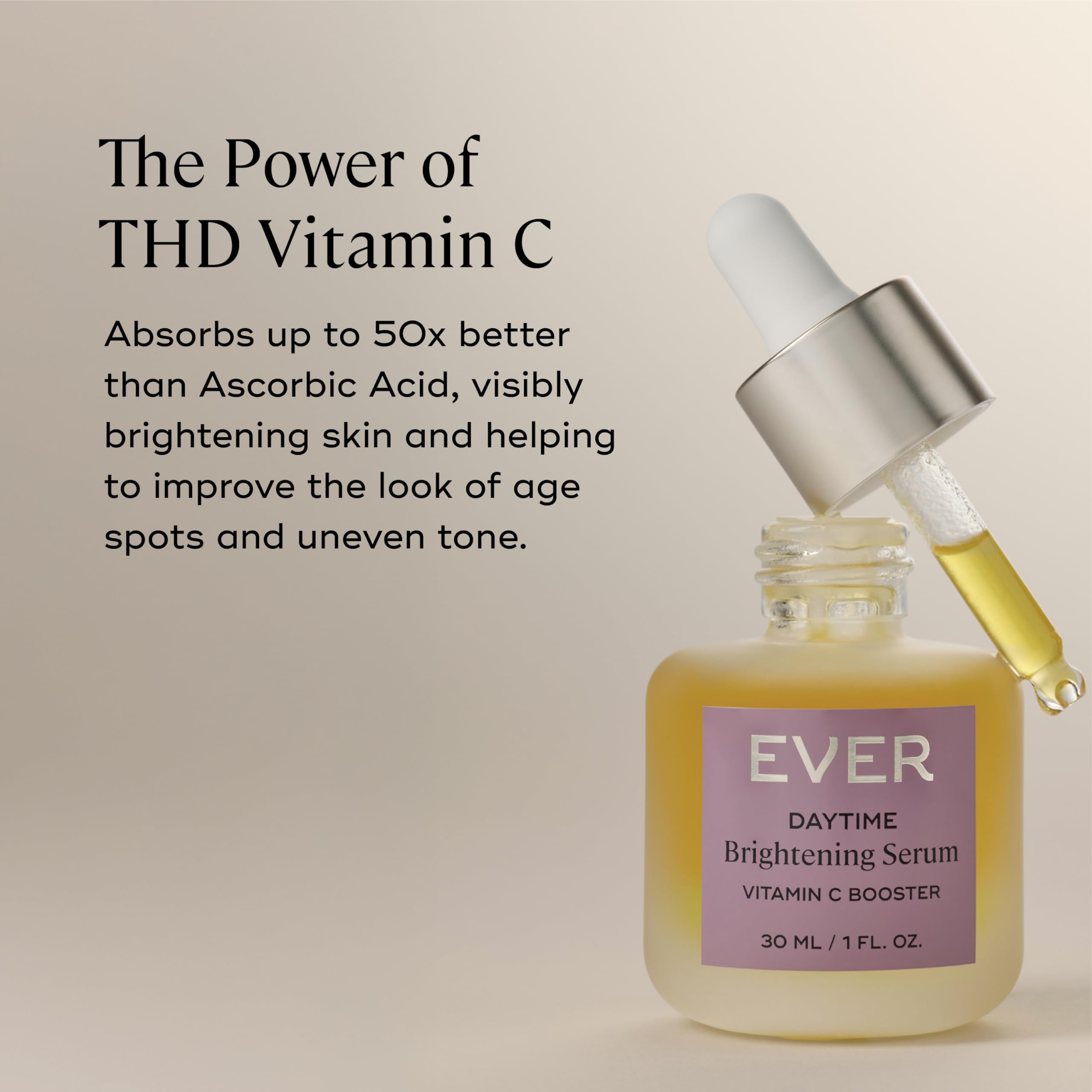 EVER Vitamin C serum vegan clean formula shown on packaging.