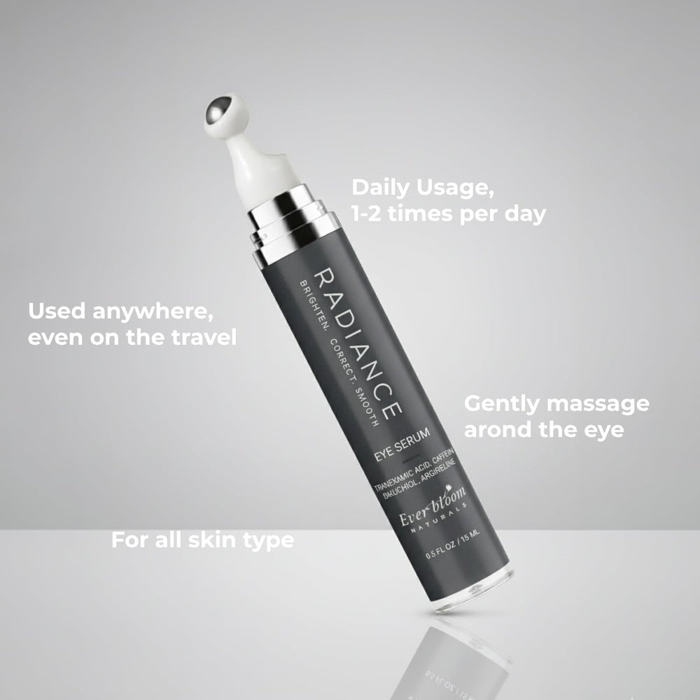 Everbloom Naturals eye care routine with the Tranexamic Serum and roller