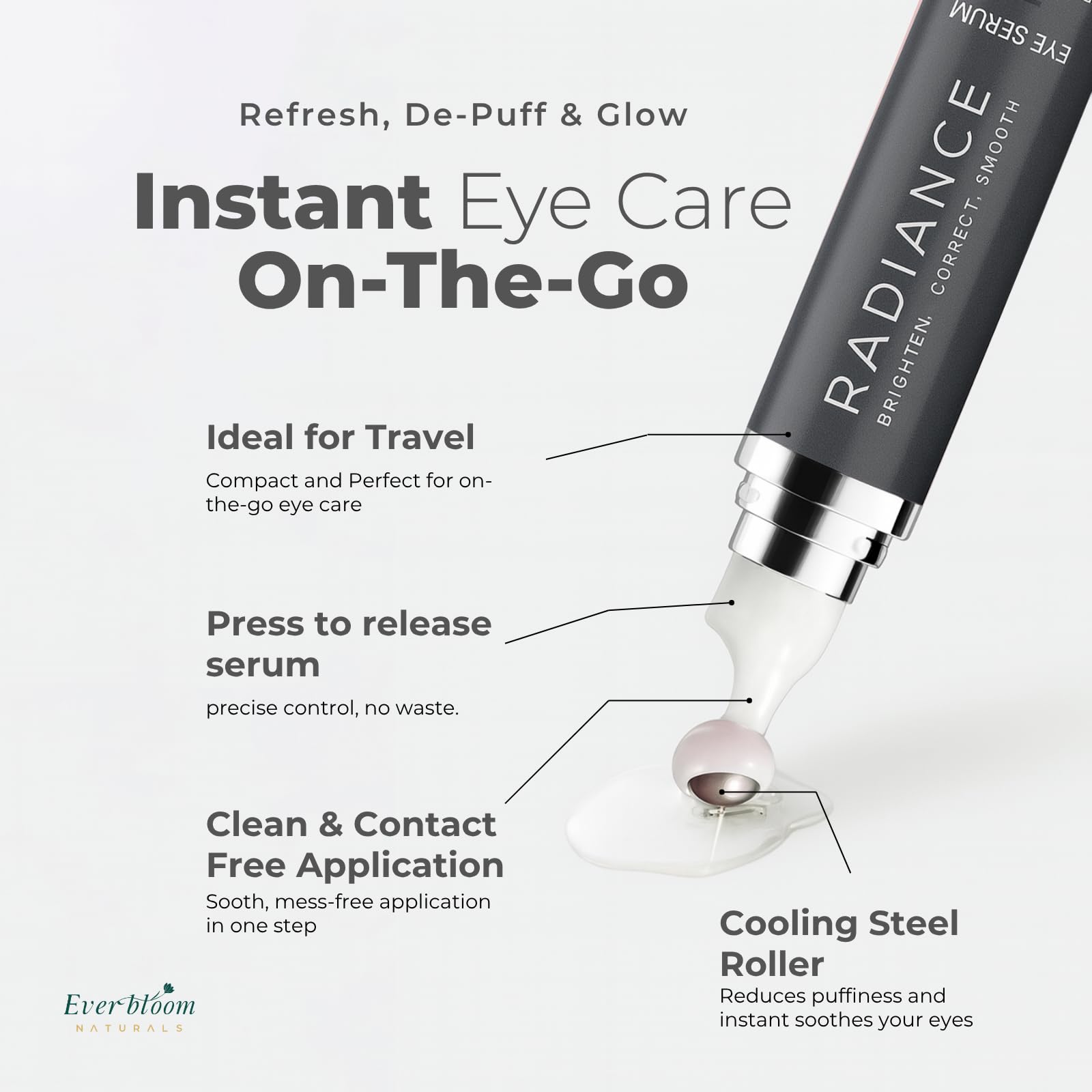 Everbloom Naturals Tranexamic Eye Serum Roller on-the-go use for quick refresh