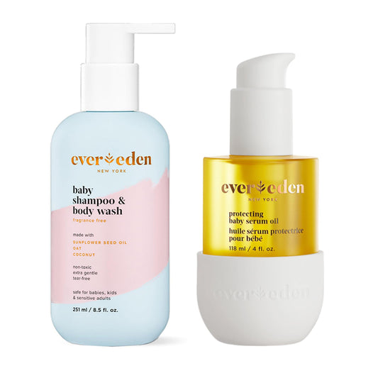 Evereden baby cradle cap shampoo bottle for newborns, gentle cleansing.