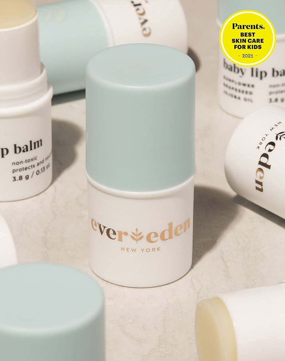 Evereden lip balm easy application on a squirmy baby