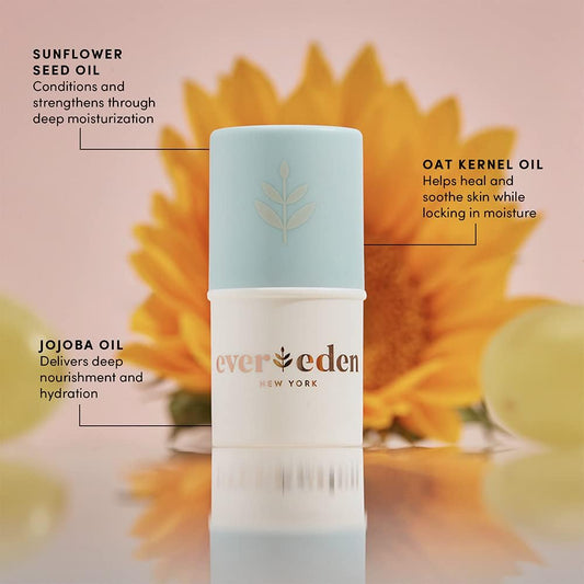 Evereden lip balm stick application showing smooth glide on delicate lips