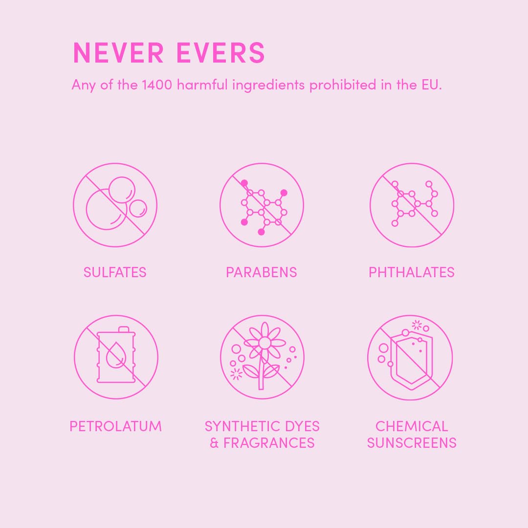 Evereden clean vegan formula communicates paraben- and sulfate-free ingredients.