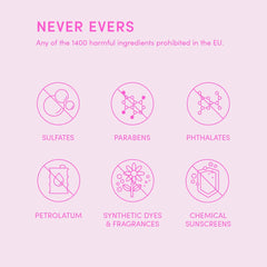 Evereden clean vegan formula communicates paraben- and sulfate-free ingredients.