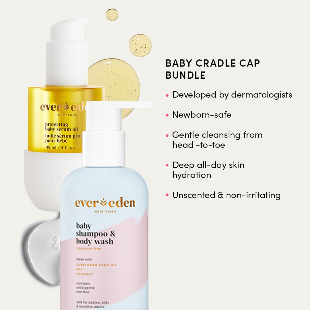 Evereden cradle cap oil bottle shown, nourishes scalp.