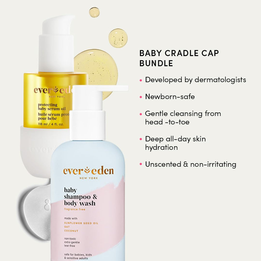 Evereden cradle cap oil bottle shown, nourishes scalp.