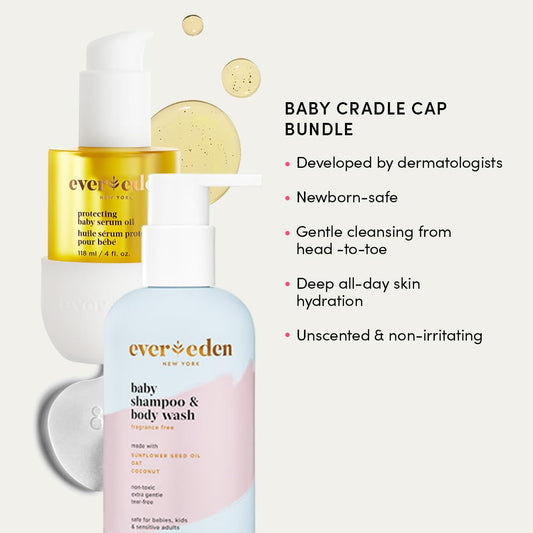 Evereden cradle cap oil bottle shown, nourishes scalp.