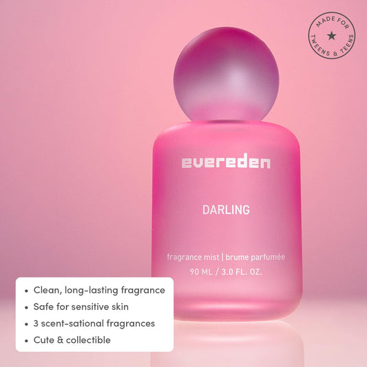 Evereden Darling bottle back showing ingredients and safety.
