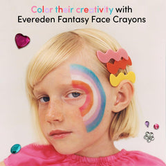 Evereden Kids Fantasy Face Crayon Ladybug applying color for imaginative face art