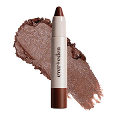 Evereden Fantasy Face Crayon Sublime Cocoa swatch on cheek for safe playful color.