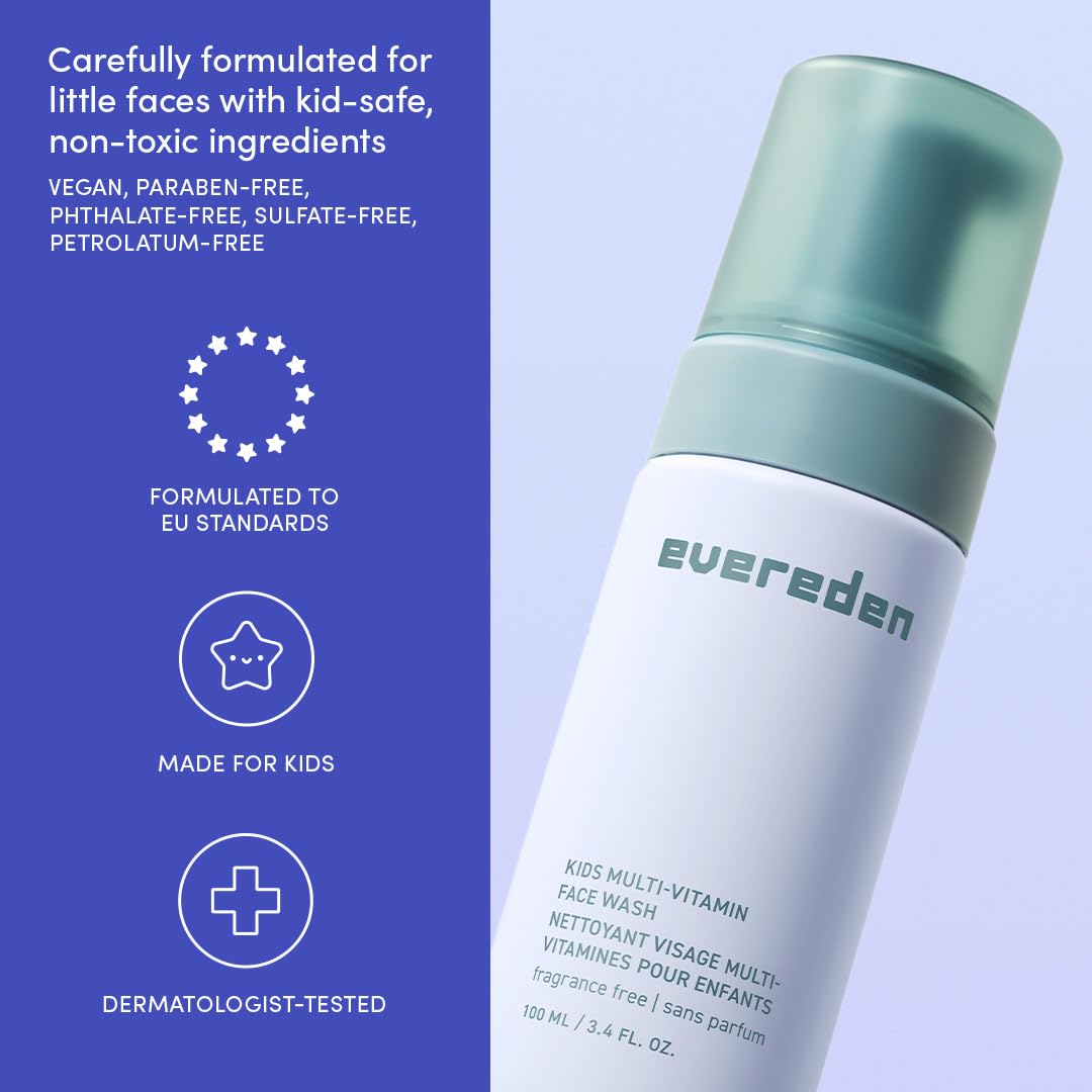 Evereden fragrance free kids face wash foam-lather showing gentle cleansing