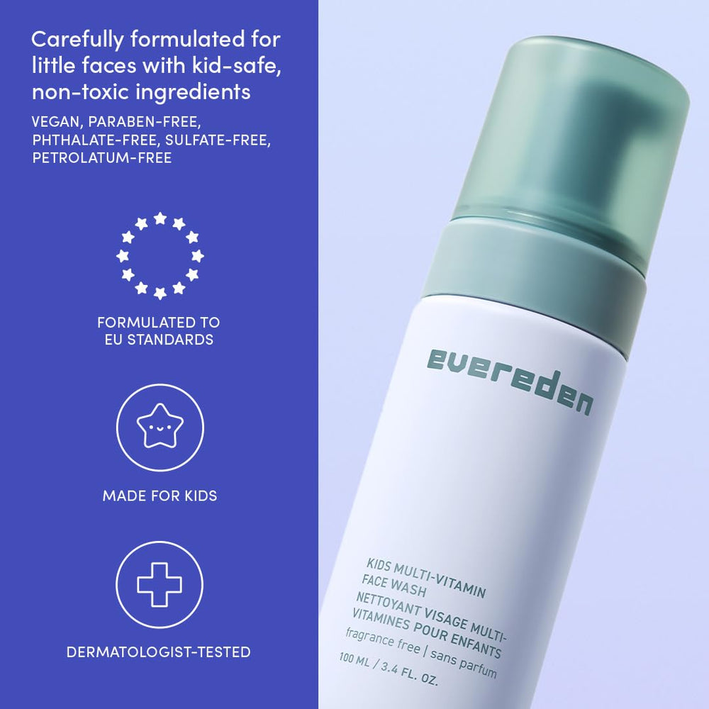 Evereden fragrance free kids face wash foam-lather showing gentle cleansing