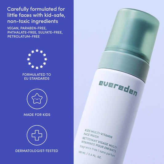Evereden fragrance free kids face wash foam-lather showing gentle cleansing