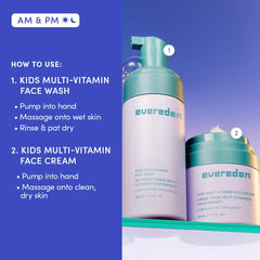 Evereden fragrance-free kids routine image showing morning and night use