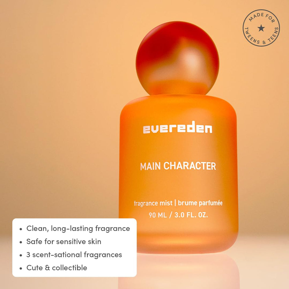 Evereden teen collection bottle display, vibrant packaging inspires personal style.
