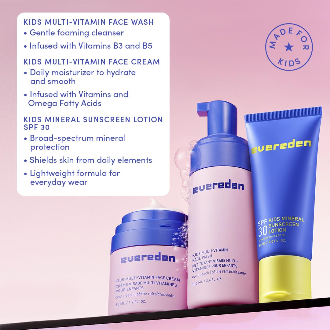 Evereden Kids Body Lotion pump ensuring nourishing moisture for soft skin.
