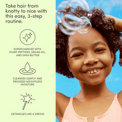 Evereden detangling brush designed for knotty hair reduces pulling during brushing.