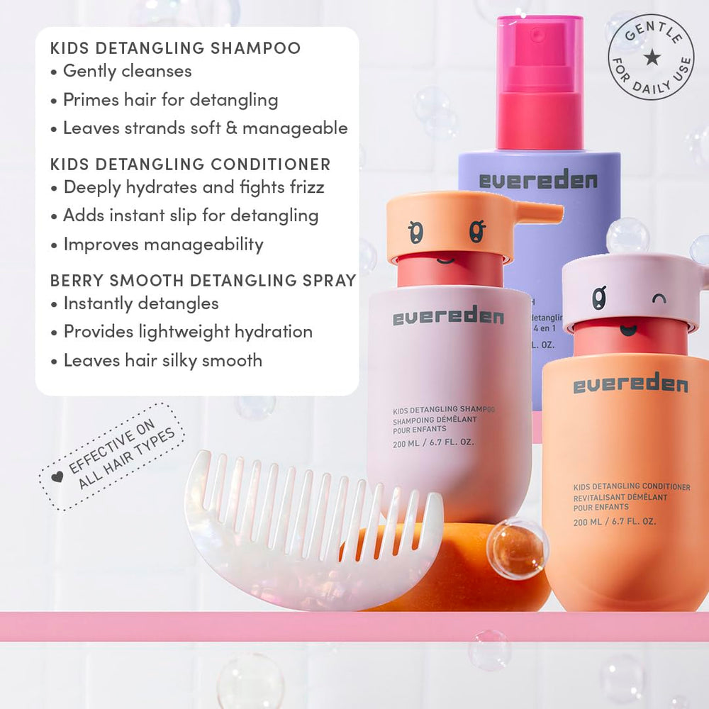 Evereden leave-in spray provides light conditioning and detangling slip.