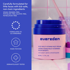 Evereden Kids Face Cream hypoallergenic label communicates gentle, clean skincare