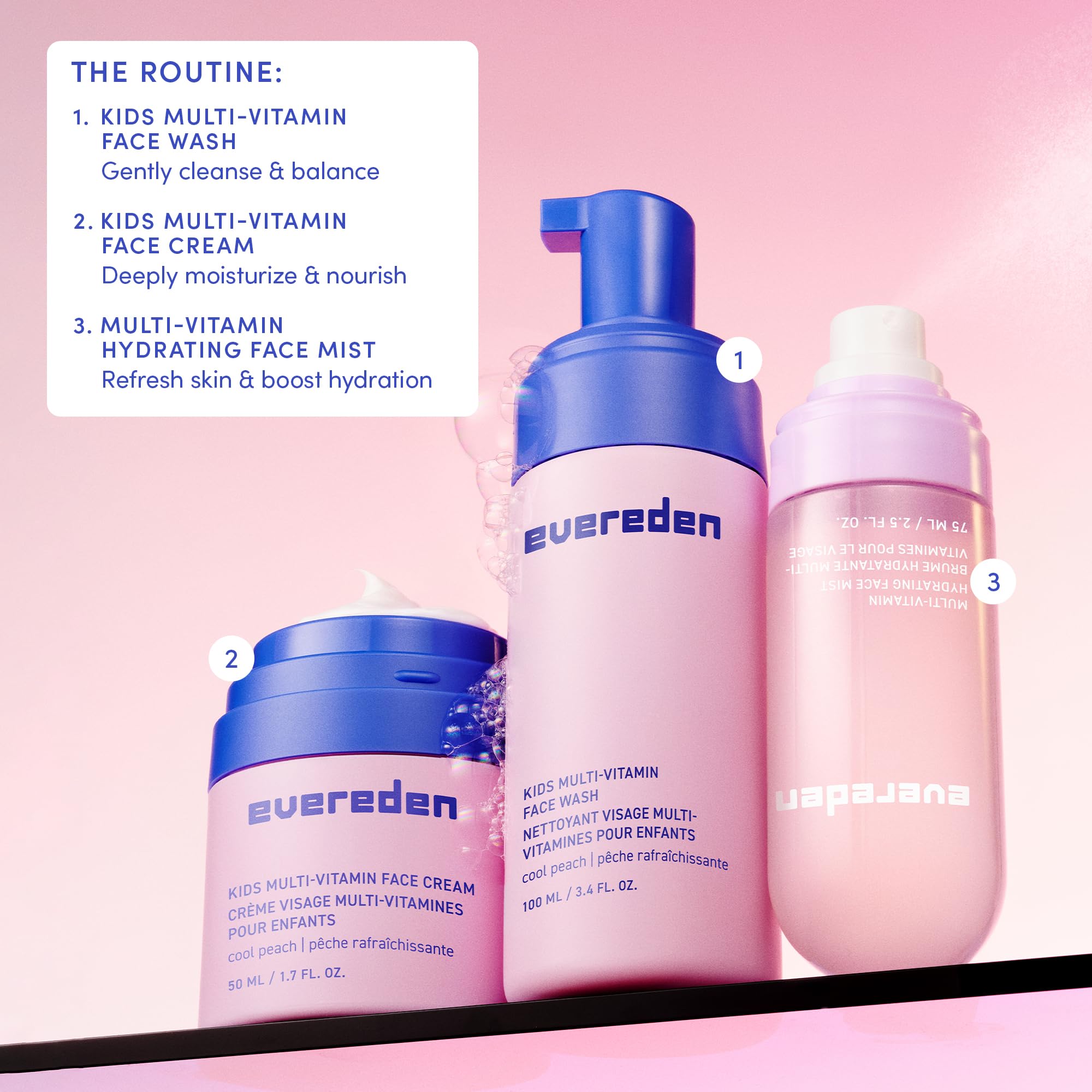 Evereden Kids Face Wash hand-application image demonstrates easy cleansing routine.