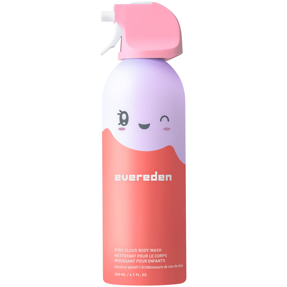 Evereden Kids Cloud Body Wash Coconut Splash bottle offers gentle foamy cleansing.