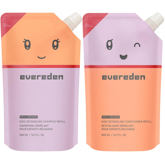 Evereden Kids Haircare Set Refill bottle pour shows gentle detangling benefits for kids