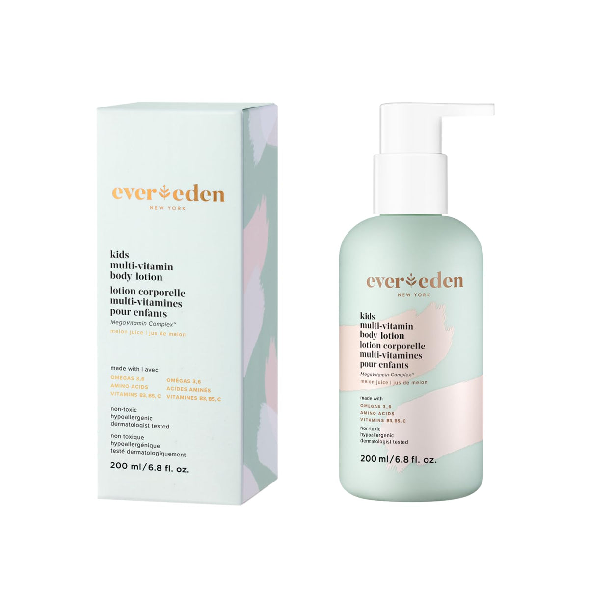 Evereden Kids Multi-Vitamin Body Lotion Melon Juice bottle for gentle daily hydration.