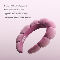 Evereden Kids Spa Headband with absorbent sponge terry fabric catches mess during face washing.