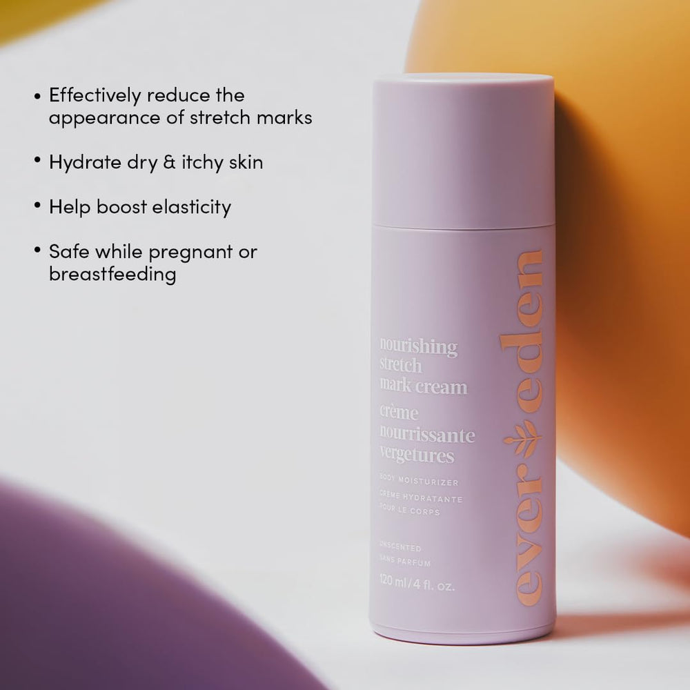 Evereden Nourishing Stretch Mark Cream packaging with clean, safe design