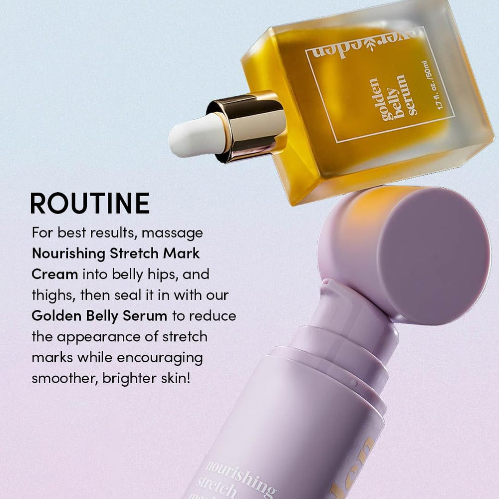 Evereden Nourishing Stretch Mark Cream postpartum use shown for skin nourishment