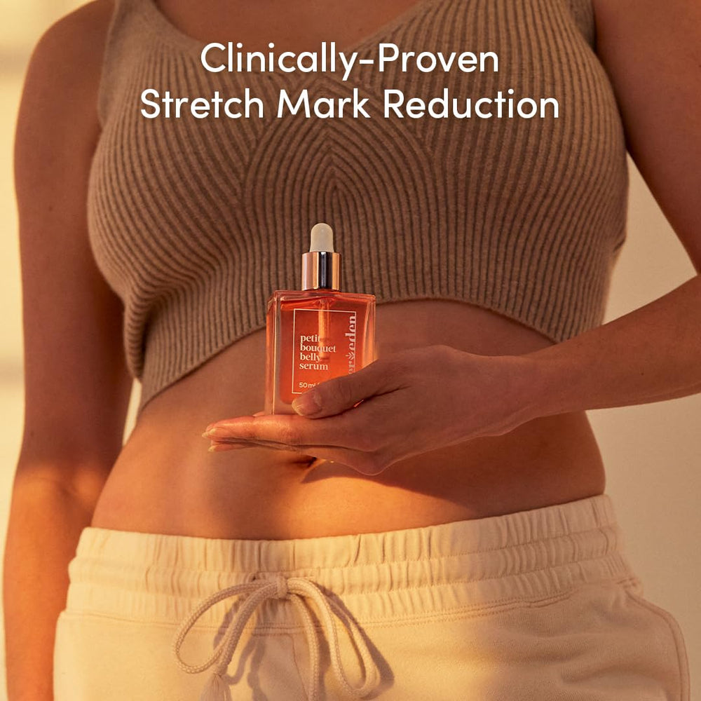 Evereden Petit Bouquet Belly Serum in-use demonstrates smooth massage on the belly