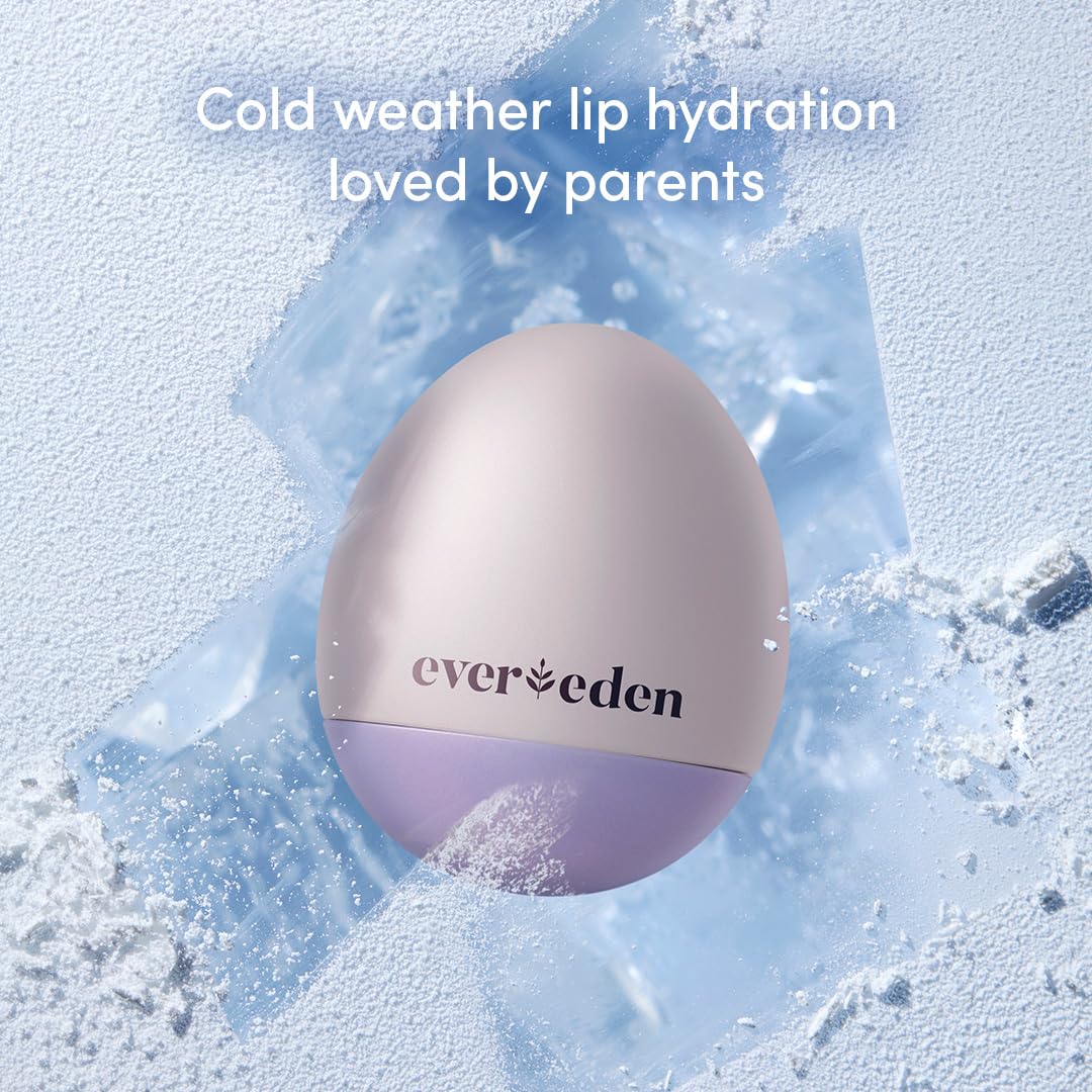 Evereden lip balm in a winter outdoor scene guarding lips against cold wind.