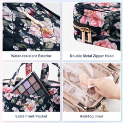 Everfun hanging travel toiletry bag U-shaped zipper for quick access.