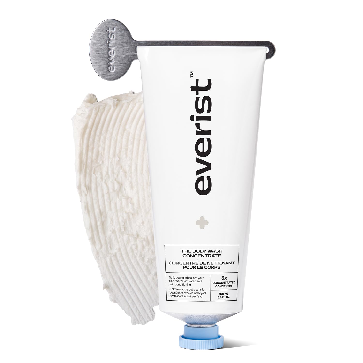 Everist Body Wash Concentrate being poured to activate a creamy lather