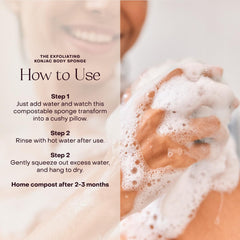 Everist exfoliating sponge shown with body wash pairing for smoother skin.