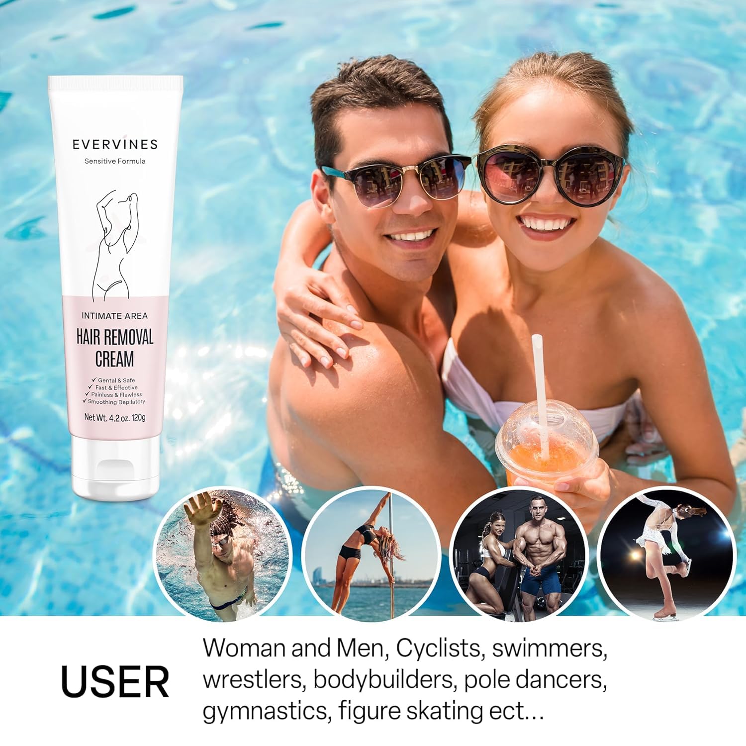 Evervines depilatory kit promotes long-lasting smoothness after use.