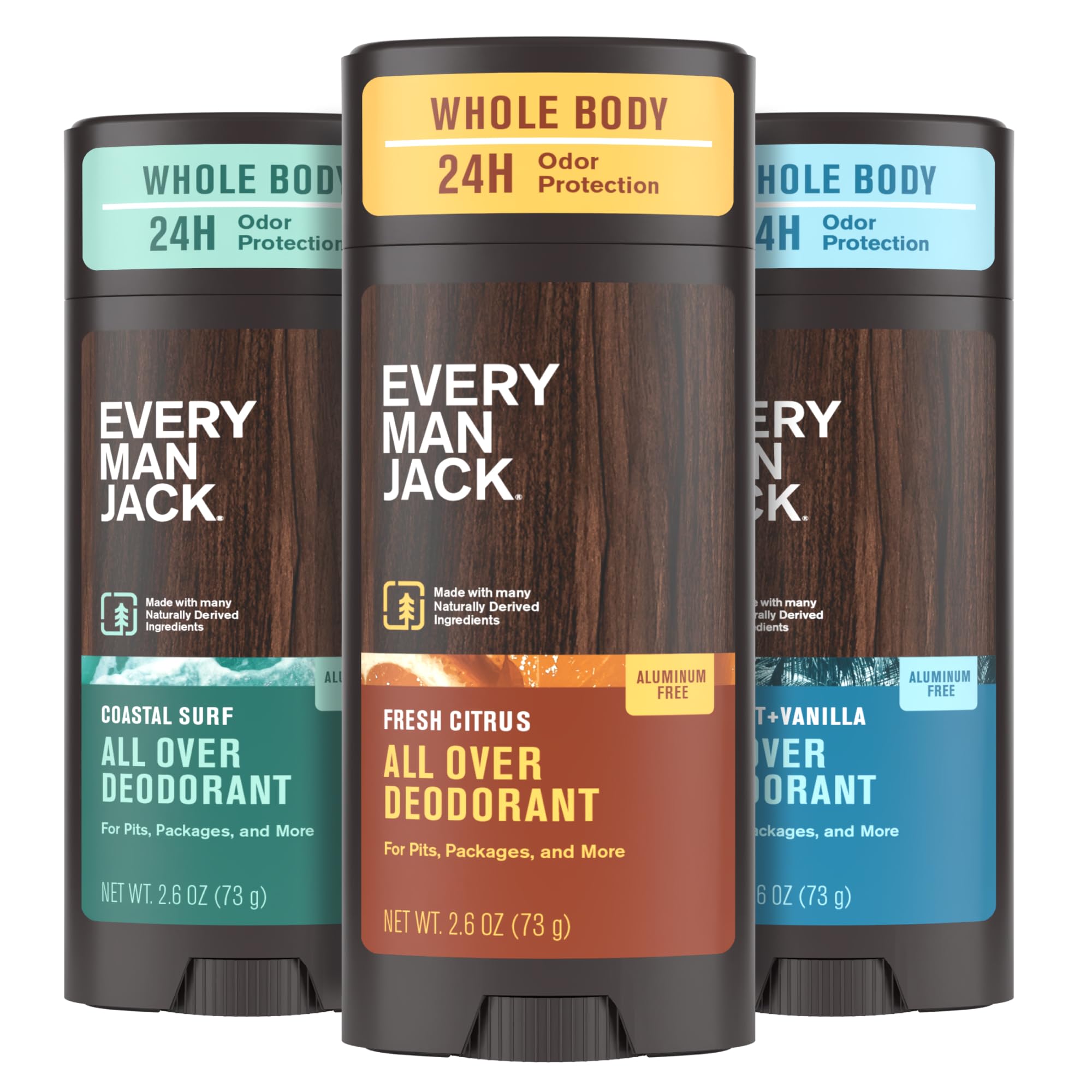 Every Man Jack All Over Deodorant Fresh Citrus stick delivers all-day freshness for active days.