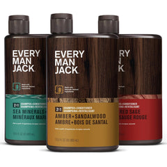 Every Man Jack amber sandalwood 2-in-1 bottle for daily refresh
