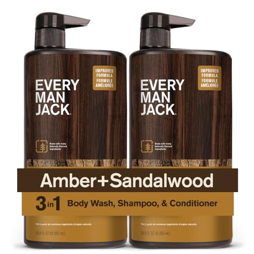 Every Man Jack Amber Sandalwood 3-in-1 wash bottle for skin and hair care