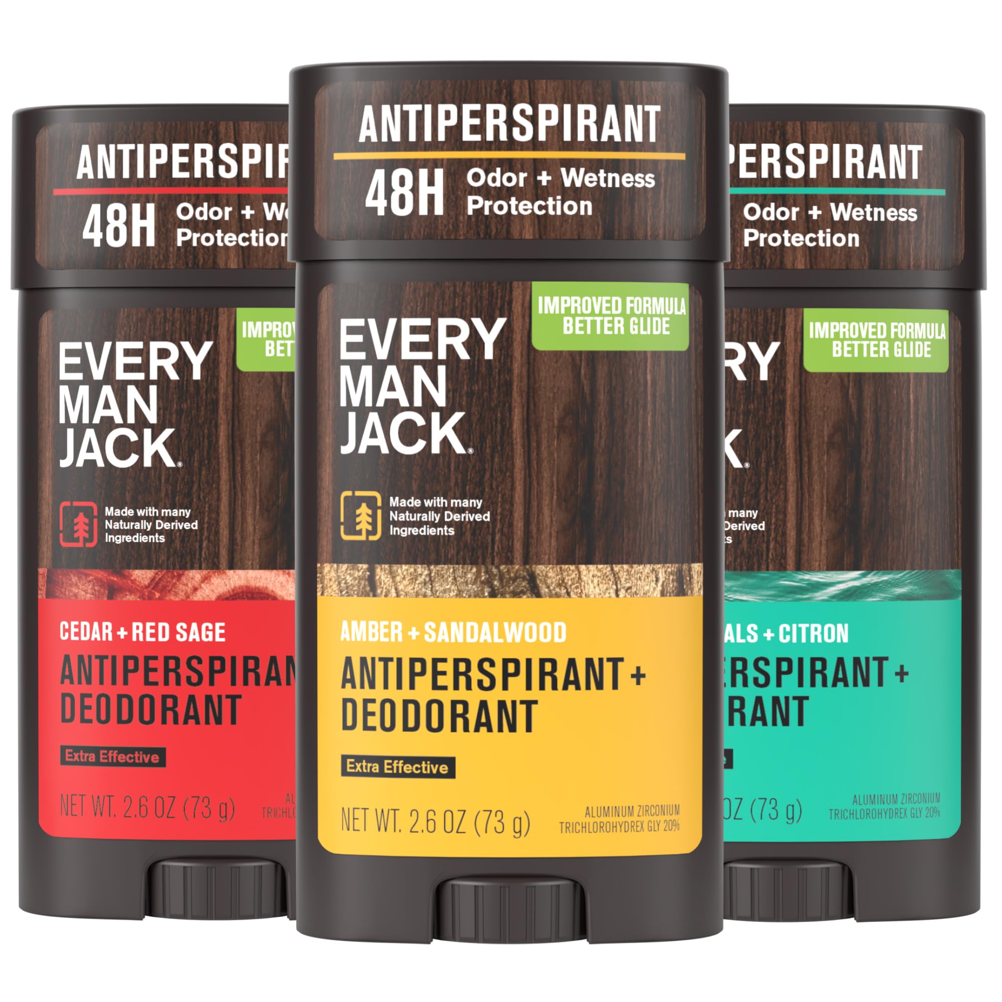Every Man Jack amber-sandalwood deodorant bottle provides long-lasting outdoor scent