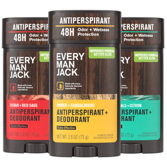 Every Man Jack amber-sandalwood deodorant bottle provides long-lasting outdoor scent
