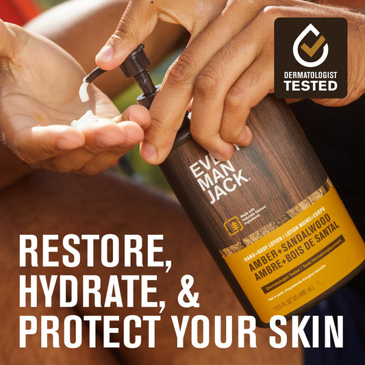 Every Man Jack lotion close-up shows smooth, fast-absorbing texture.