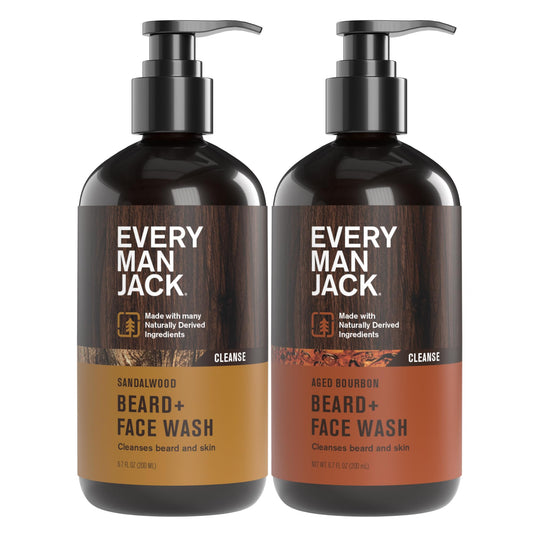 Every Man Jack beard and face wash bottle for daily cleansing of beard and skin
