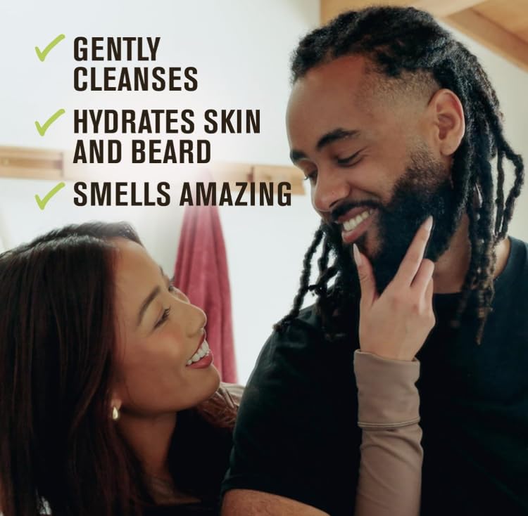 Lifestyle shot of a man grooming with woodsy fragrance