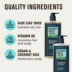 Every Man Jack Caribbean Coconut conditioner closeup emphasizing nourishing oils.